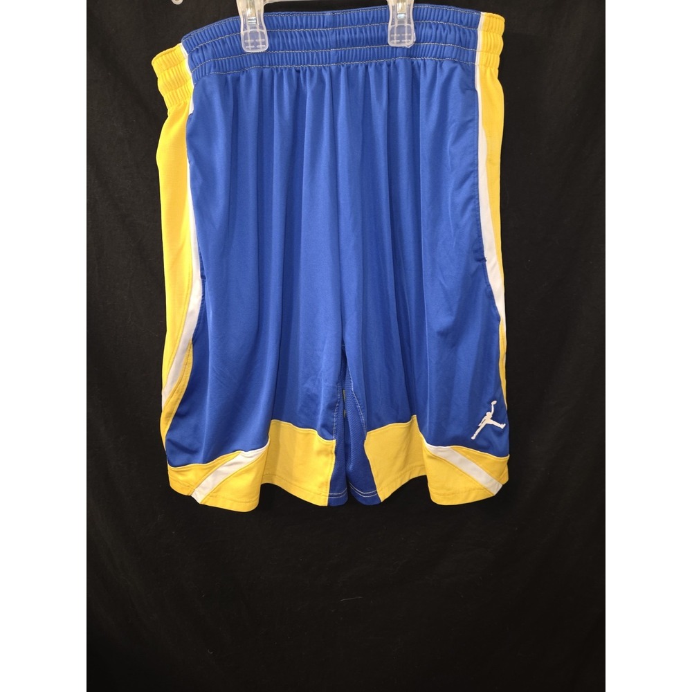 Air Jordan Retro Laney Basketball Shorts Men's Medium Retro 5 V Blue Yellow NWOT